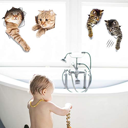 11Pcs New 3D Removable Cartoon Animal Cats Large Wall Stickers, Easy To Peel Easy To Stick Safe On Painted Walls Cute Cat Decor Posters For Nursery Room Toilet Kitchen Offices #TOP4