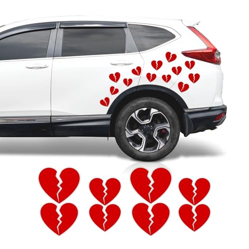 Image of Broken Heart Lonely Sad Boy Red Heart Drift Stance Decal Splash Vinyl Stickers Slap Universal for All Cars Pack of 8 Pieces