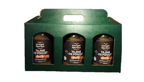 Coffret Cadeau Gourmet - TAJINES Poulet aux Abricots (3 Bocaux de 360 grammes par Coffret) Panier Gourmand