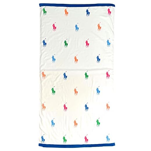 RALPH LAUREN HOME French Terry Polo Beach Towel W/Allover Multicolor Pony (White Multi)