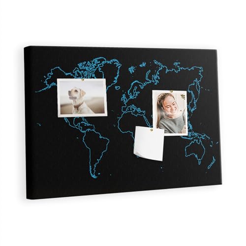 Tableau en liège avec carte du monde métallique grand format 60x40 cm pour ranger vos projets