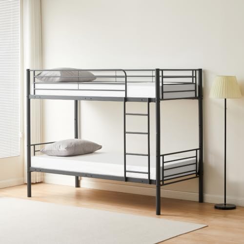 Reinforced Beds, 3FT BIRCHAM BUNK BED, Metal Bunk, Suitable for Adult Use, Exclusive Product, Reinforced Tubular Support Base, Reversible Ladder (Grey) - Image 3