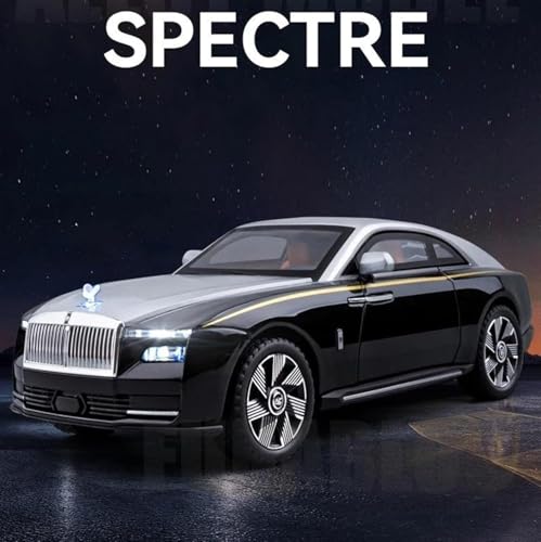 Image of BlackZone Compatible for 1 /24 Scale Rolls Royce Spectre Diecast Model Car Toy, Zinc Alloy Pull Back car with Openable Doors, Sound and Light Car Toy for Kids Boys and Girls (1:24 Spectre - Silver).