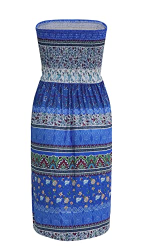 Image of Zyyfly Strapless Dress for Women Summer Beach Boho Smocked Tube Top Dress