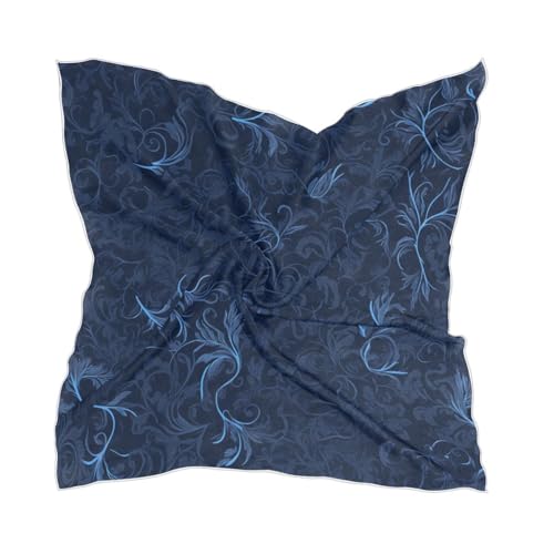 siphylline Bufanda de seda azul marino con flores vintage, chales, bufanda de seda, bufanda esencial para mujer, para cuello chal para mujer, Flores vintage azul marino, talla de un talla