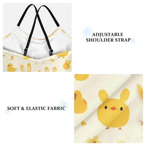 KLL Cute Bunny Rabbit Duckling Spring Bloomy Happy Easter Girls' 1-Piece Swimsuits Summer Swimming Suits Adjustable Strap3