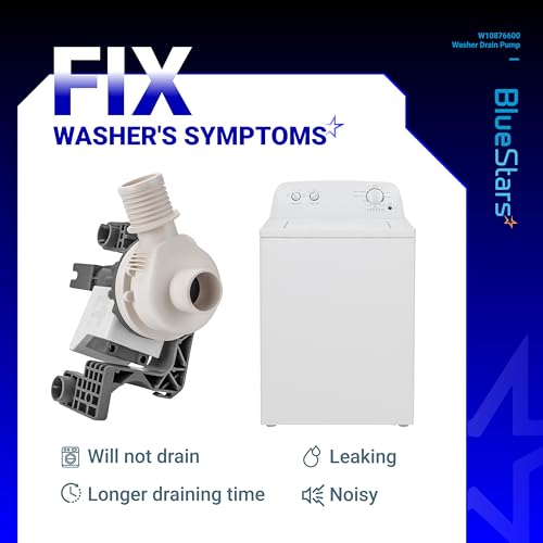 Image of BlueStars W10876600 W10727777 Washer Drain Pump - Compatible with Whirlpool, Maytag Bravos XL MVWB835DW1, Kenmore, Crosley Washing Machines - Replaces W10876600VP, B25-3A04, AP6004933, PS11738156