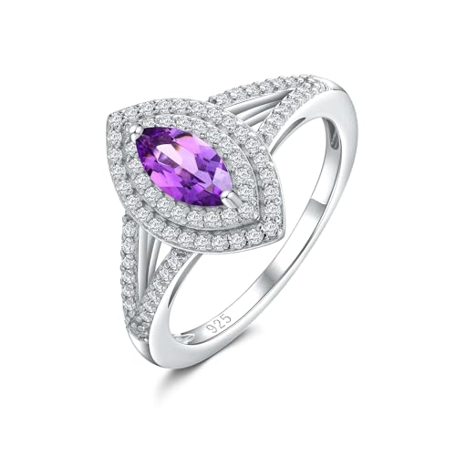 Marquise Engagement Ring 925 Sterling Silver Created Sapphire/Emerald/Ruby/Aquamarine Gemstone Double Halo Wedding Promies Rings Anniversary Jewelry Size 6-10