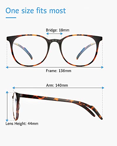 ANRRI Blue Light Blocking Glasses Lightweight Frame Blue Light Filter Lens Tortoise - Thumbnail 6