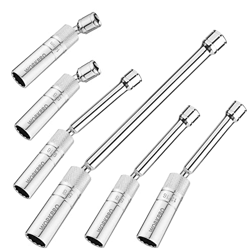 WORKPRO 6PC Spark Plug Socket Set, Magnetic Swivel