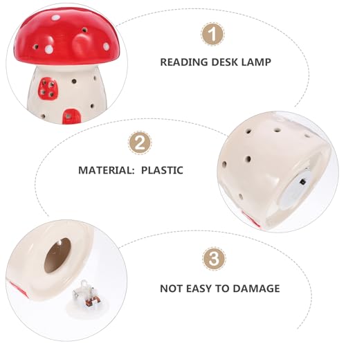 Lámpara de mesa de noche setas cerámica roja pequeña miniatura 3