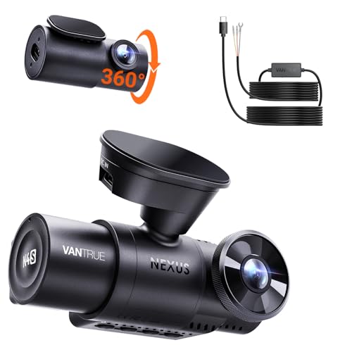 【Bundle: Vantrue N4S(RC18) Dash Cam + Hardwire Kit】 STARVIS 2, PlatePix™, 2.7K+1440P+1440 Front Inside Rear Dashcam, 24/7 Buffered Parking Mode,