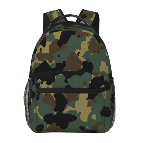 Sac à dos en toile imprimé camouflage noir OdDdot pour ordinateur portable taille unique