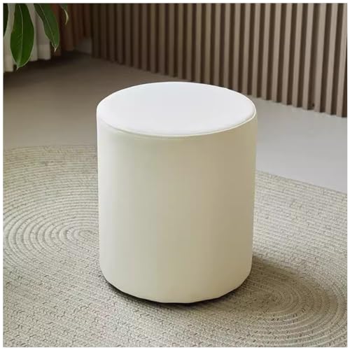 MSHGSKU Taburete Redondo de Piel sintética Beige – Banco Minimalista para cambiarse y maquillarse para Dormitorio, Sala de Estar o recibidor – Mueble Auxiliar Compacto y Elegante de diseño