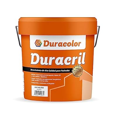 Pintura para fachadas exterior de alta gama y textura lisa en colores - Duracril Liso Duracolor (4 litros, Gris Neutro)