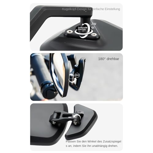 Espejo de bicicleta de gran angular que elimina puntos ciegos con rotación de 360° 4