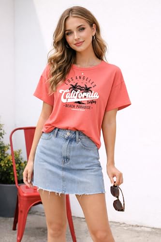Image of London Hills Women's Loose Fit Printed Cotton T-Shirt Pack of 2 | Casual Round Neck Half Sleeve Graphic Tee | Breathable Summer Top for College, Travel & Outing