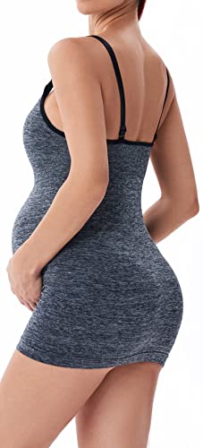 Touch Loom Maternity Nursing Tank Tops Camisole For Breastfeeding Pregnancy With Adjustable Straps For Womens,Melange(Black+Navy+Bean+Gray),Large #TOP5