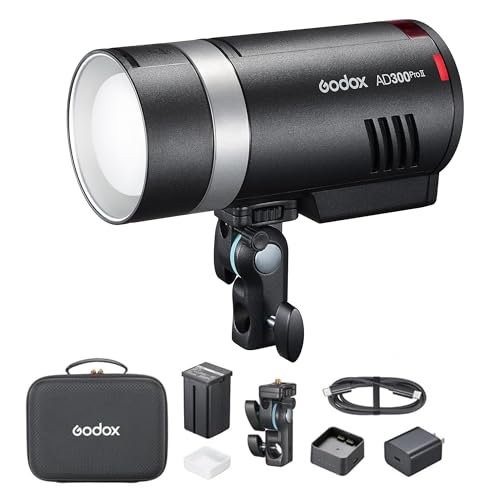 Godox AD300ProII 屋外用ストロボ・フラッシュ、Godoxスタジオフラッシュモノライト、300Ws TTL 2.4G HSS 1/8000、12W バイカラー2800-5600K、1/512、キヤノン・ソニー・ニコン・フジ・オリンパス対応 (AD300Pro アップデート版)