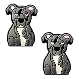 INTASTY Grey Pit Bull Dog Shoe Charms - Set of 2, Cute Grey Pit Bull Dog Charms for Shoes, Backpacks, Handbags, Wristbands, Bracelets Party Gifts (c1)