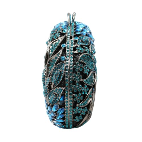 GSYPS Luxury Crystal Clutch Rhinestones Evening Bag Hollow Out 3D Flower Handbag Evening Wedding Prom Bag Blue by GSYPS - Image 3