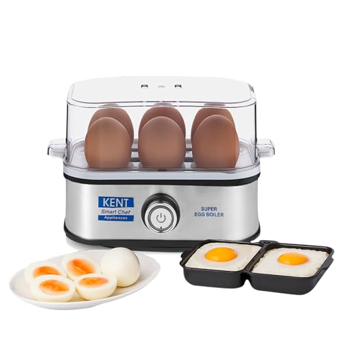 KENT Super Egg Boiler | 3 Boiling Modes | Stainless Steel Body and Heating Plate | 6 Eggs at a Time...