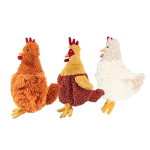 Best Pet Supplies Interactive Squeaky Dog Chew Toy, Ideal Dog Toys for Chewers, Small, Medium & Large Dogs, and Fetch Lovers – Crinkle Chicken (Brown, Beige, Wine Red), Large