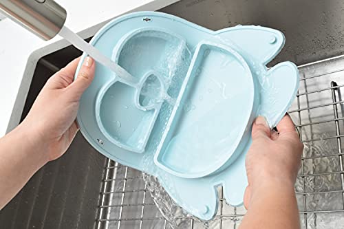 Fold-N-Go Baby Plates & Toddler Plates | Foldable For Easy Carry | 100% Food Grade Silicone Plate | Bpa Free | Baby Led Weaning Plate | Microwave And Dishwasher Safe (Blue Sky) #TOP6