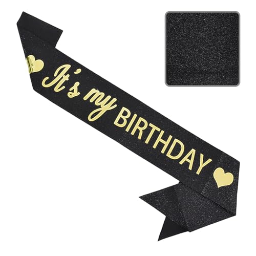 Image of Vuzvuv It's My Birthday Birthday Sash, Glitter Birthday Sash with Foil Letters Birthday Party Decor for Women, Girls
