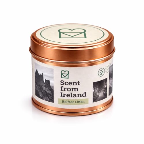 Image of Scent From Ireland Belfast Linen Scented Candle – 260g Tin Candle with Lid – Fresh Lavender Home Fragrance – Long Burning Aromatherapy Candle – Relaxing Candle Gift for Women & Men