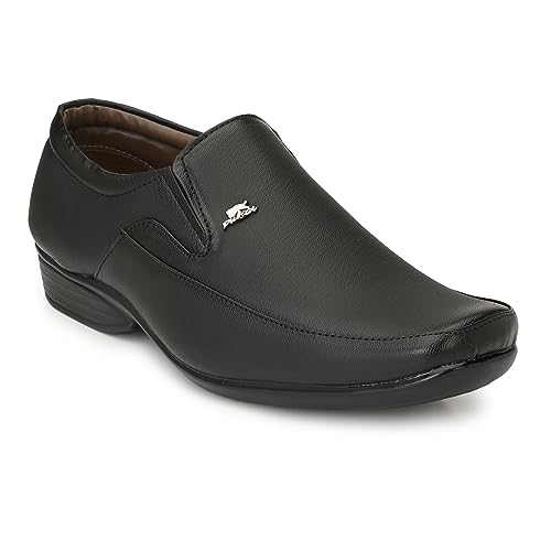 Image of Boldstar Synthetic Leather Black Formal Shoes Slip On for Men (Black)