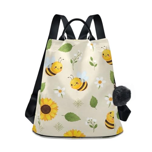 Sac à dos antivol pour femme imprimé fleuri jaune idéal pour voyage