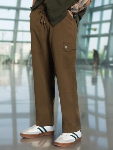 Image of Urbano Fashion Men's Loose Baggy Fit Cargo Jogger Chino Pant with 6 Pockets Stretchable