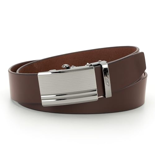 Genuine Leather Belt for Men, Smooth Autolock Buckle, Black, Brown, Navy Blue, Premium Metal Ratchet Design2