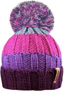 HiFEN® Kids Thermal Knitted Pom Pom Beanie Hat Soft Warm Stripped Boys n Girls Bobble Winter Headwear 5-12 Years