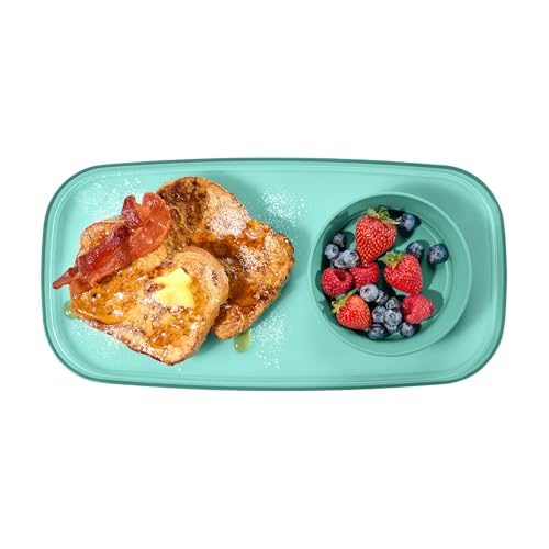madesmart dipware Small Serving Plate, Stackable & Removable Dip Bowl for Salsa, Queso, Salad, Olives, Dishwasher & Microwave Safe, Multipurpose Plate & Bowl, Teal