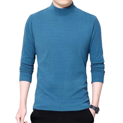 Men's Spring Autumn Solid Color Half High Collar Warm Long Sleeve Casual Sweater Tops