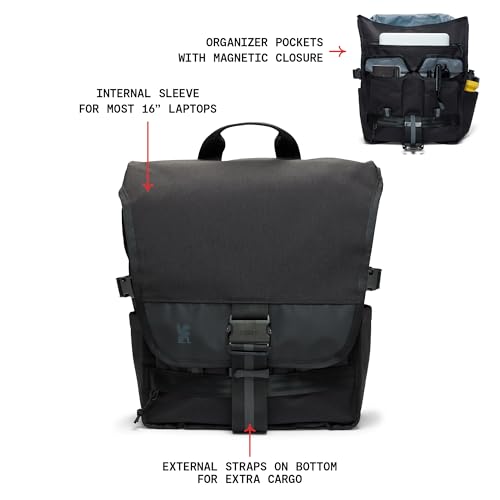 Chrome Industries Warsaw 30L Pack for Men & Women – Utility Backpack with Cargo Straps & Laptop Sleeve to Hold Most 16” Computers – Bag Is Made for Travel, Work, Hiking, School, Plane Carry-On – Black2