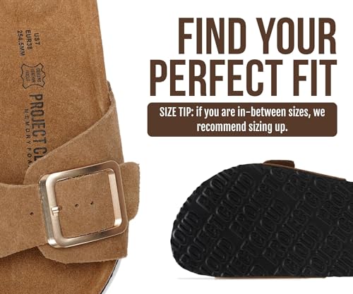 Image of Project Cloud 100% Genuine Leather Sandals Women Dressy Beach Essentials Slides for Women Footwear - Lightweight with Memory Foam Insole Sandals for Women 2026 - Womens Slides
