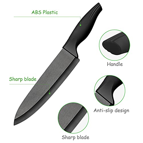 Foto von LinStyle Keramikmesser, 18 cm Klingenlänge Küchenmesser, Kochmesser Profi Messer, Ergonomischer Griff Schwarz, Allzweckmesser für Fleisch, Brot, Obst & Gemüse