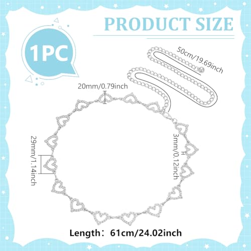 UNICRAFTALE Heart Chain Belt Metal Jean Chain Belt Crystal Rhinestone Heart Link Waist Chain Belts Platinum Adjustable Belly Chains for Jeans Dresses Wedding Dress Bridal Belt3