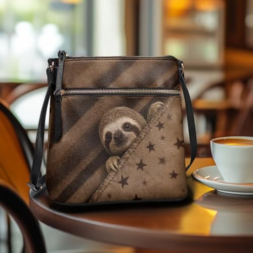 Image of Leather Women Crossbody Hobo Bag Satchel Purse Handbag with Adjustable Shoulder Strap and Zipper Pockets