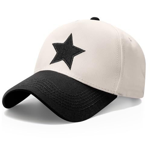 Shyyween Girl Dad/Mother/Daddy/Bride Cotton Trucker Hats Two Tone Snapback Hat Trendy Fashion Baseball Cap for Women Men(Black,Star)