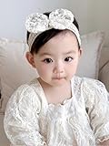 Baby Mädchen Stirnbänder Baby Blume Elastisches Stirnband Schleife Spitzen Weiches Haarband Schmetterling Knoten Satinband Haarschmuck Babygeschenke für Neugeborene(Beige Schleife)