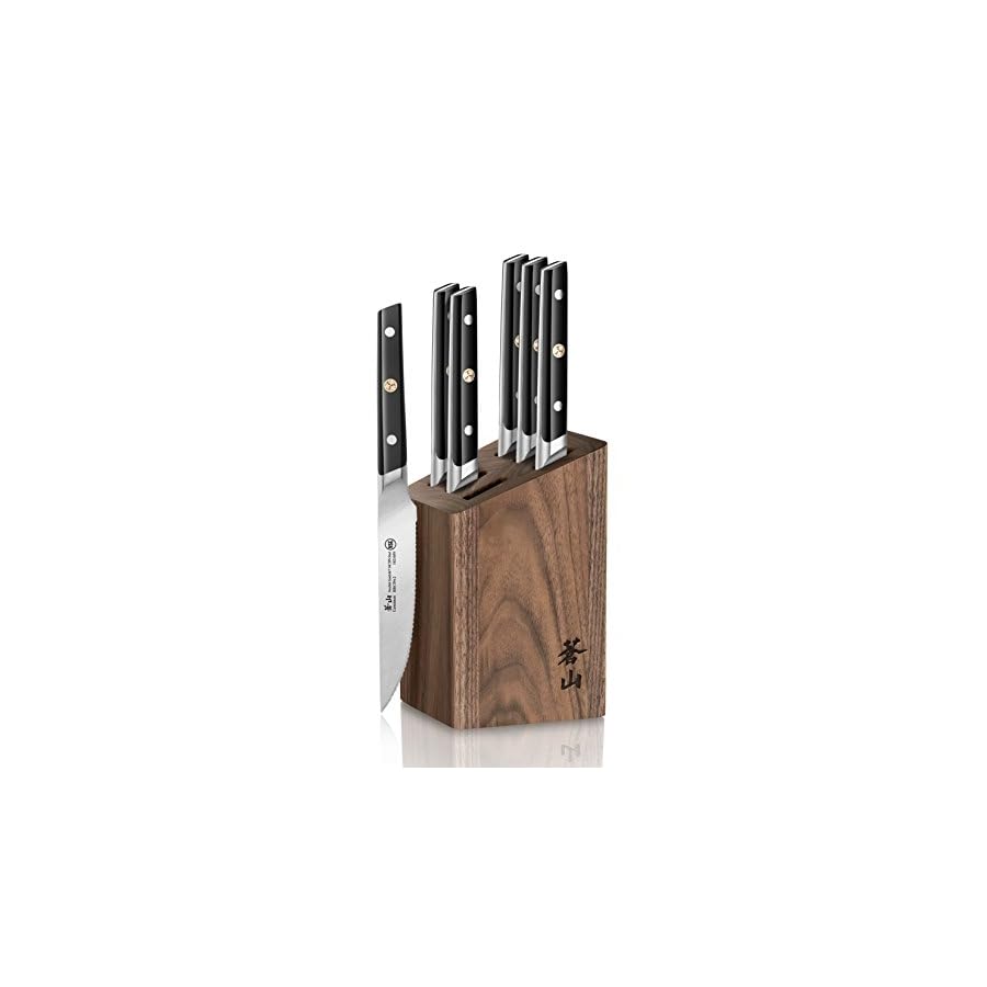 Cangshan TC Series 1022247 Swedish 14C28N Steel Forged 6-Piece Steak Knife Block Set, Walnut