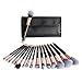 Makeup Brushes, Anjou 16pcs Makeup Brush Set, Premium Cosmetic Brushes for Foundation Blending Blush Concealer Eye Shadow, Cruelty-Free Synthetic Fiber Bristles, PU Leather Roll Clutch Included, Rose