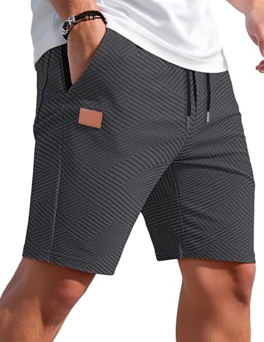TARAINYA Textur Kurze Hosen Herren Baumwolle Shorts Hose Sommer Casual Elastische Taille Kordelzug Stretch Freizeitshort...