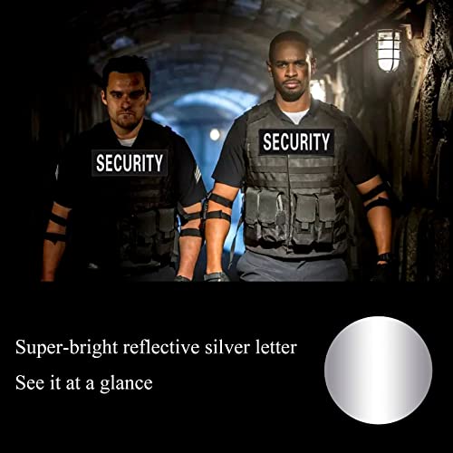 Reflektierende Security Klett Aufnäher Set Klettsticker Reflektorband Klettsticker Security Nachtsichtbarkeit Security Nylon Hook Loop Patch für Vest Tactical Hundegeschirr Weste Kragen, 2 Patches