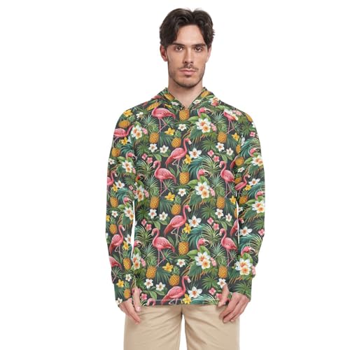 Tropical Pineapples Flamingos Sun Protection Hoodies Long Sleeve Fishing Shirt UPF 50+ Sailing Shirts Rash Guard UV Shirts2