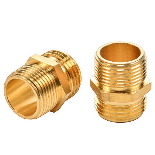 2 Pack 3/4" Ght To 3/4" Npt Male Connector, Brass Garden Hose Fitting, Male Hose Adapter #TOP1